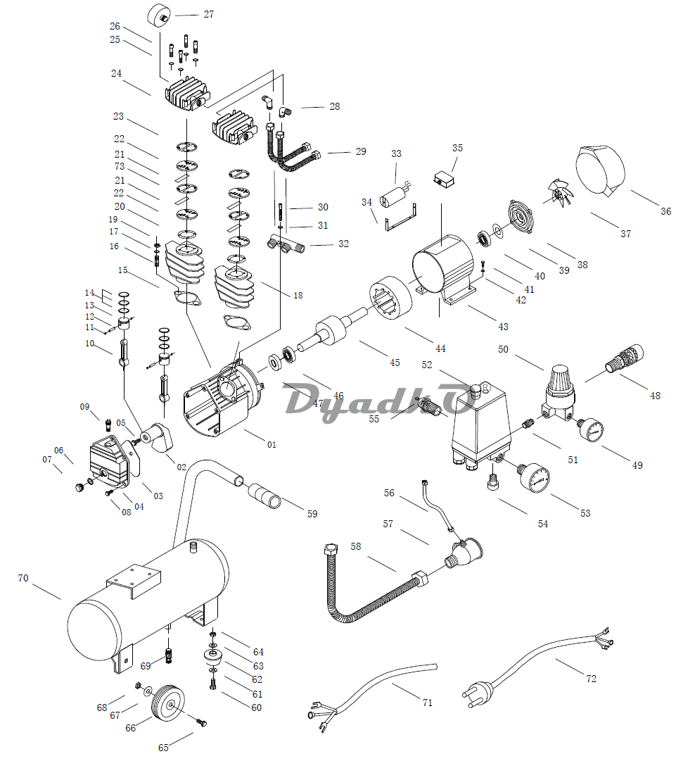 Запчасти, схема и деталировка Quattro Elementi DV-370-50 (100)